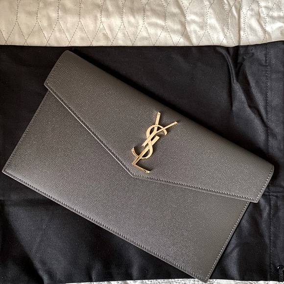 ysl uptown pouch grained leather
